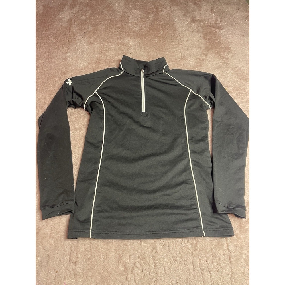 Descente Black Activewear Pullover Half Zip Long‎ Sleeve  Women's Size S Bin11